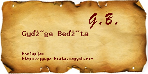 Gyüge Beáta névjegykártya